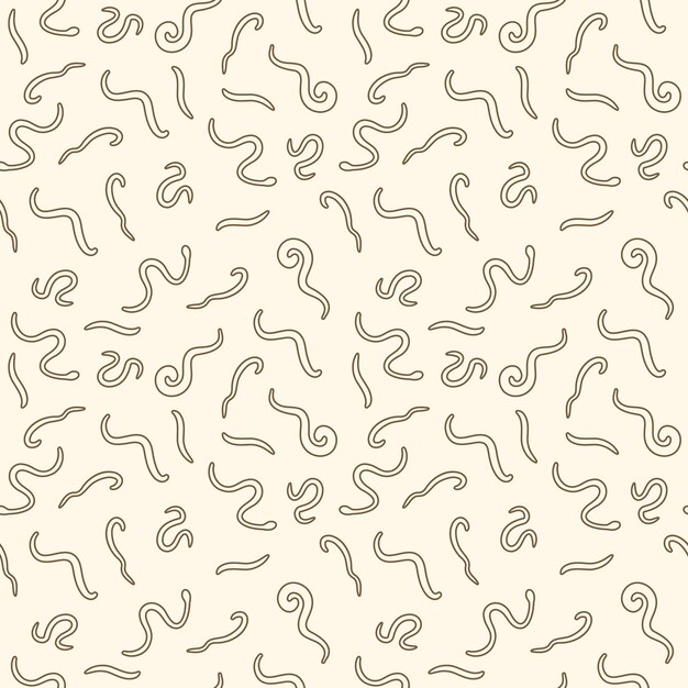 Patrón sin costuras con fondo lineal de vector de gusano redondo helminto