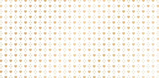 Patrón sin costuras con forma de corazón puntos de polca colores dorados en un fondo blanco para rellenos con patrones