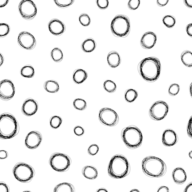 Patrón sin costuras con forma de elipse de garabato de lápiz dibujado a mano de boceto negro sobre fondo blanco Textura grunge abstracta Ilustración vectorial
