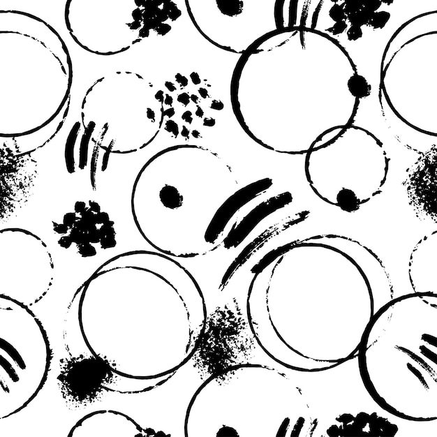Patrón sin costuras con formas abstractas Círculos rayas y manchas