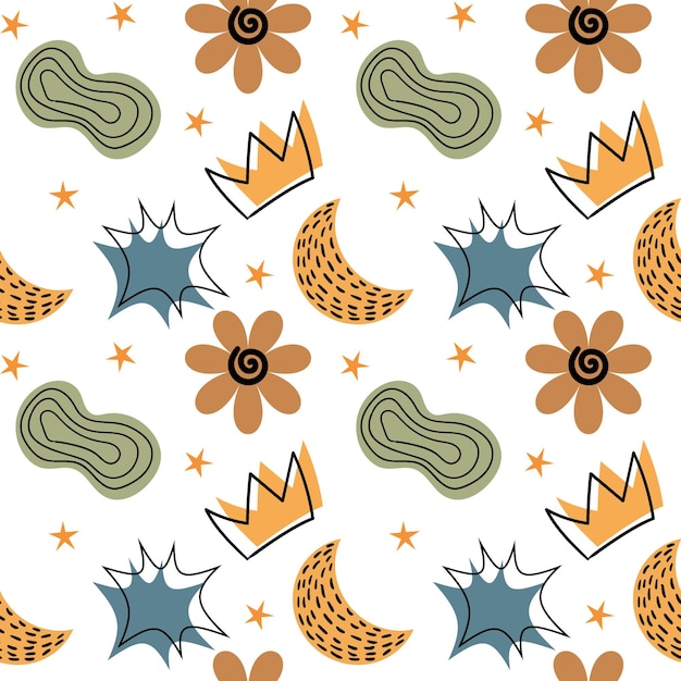 patrón sin costuras de formas abstractas fondo blanco diseño retro para ropa infantil fondo