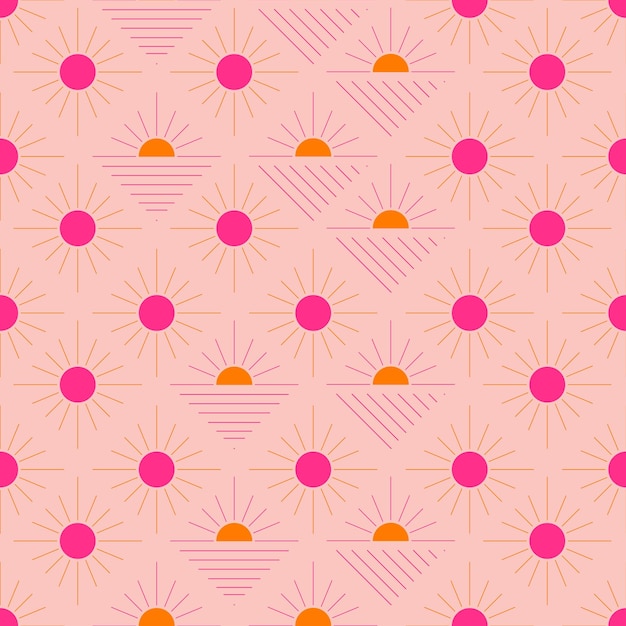 Patrón sin costuras con formas abstractas en naranja rosa y rojo Ilustración vectorial colorida