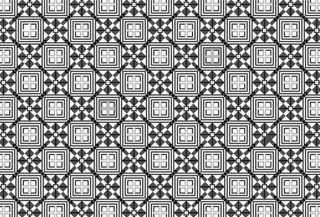 Patrón sin costuras de formas geométricas en blanco y negro sobre un fondo negro