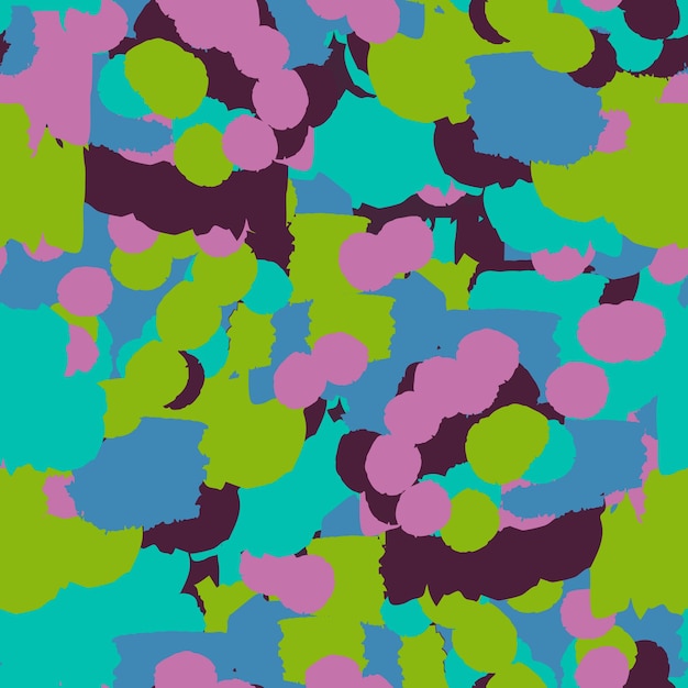 Patrón sin costuras de formas geométricas planas desordenadas de fantasía. Tarjeta abstracta de garabato ditsy infinito, diseño.