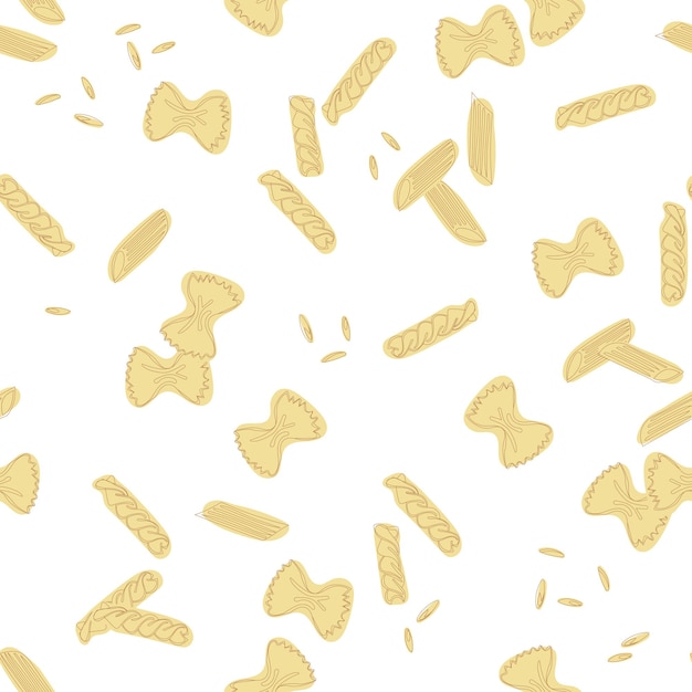 Patrón sin costuras de formas tradicionales de pasta. Diferentes tipos de macarrones.