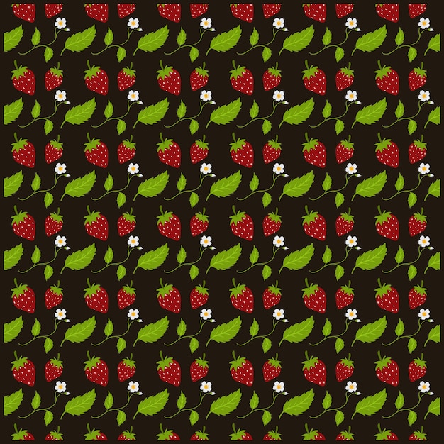 un patrón sin costuras de frambuesa roja y flores blancas