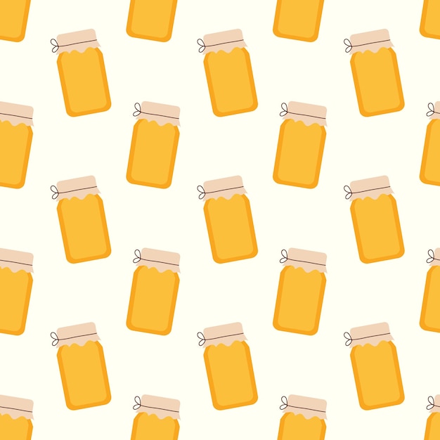 Patrón sin costuras con frasco de miel Ilustración vectorial para el diseño de miel Fondo de marca de apicultor