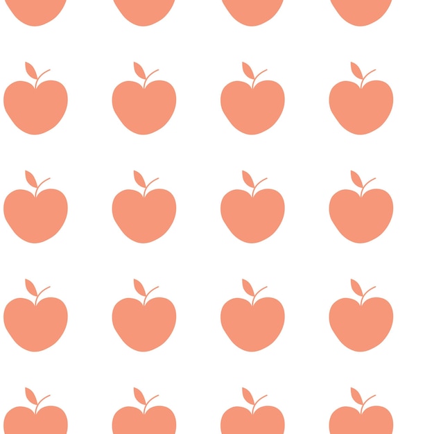 Patrón sin costuras de fruta entera de dibujos animados de manzana sobre fondo blanco