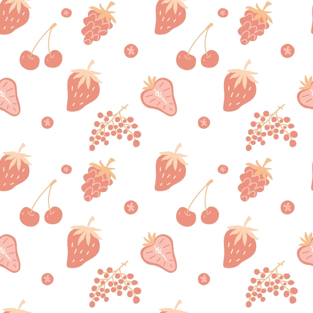 Patrón sin costuras con frutas de baya Vector patrón de color pastel