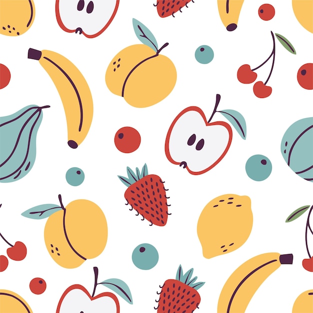 Patrón sin costuras de frutas bonitas