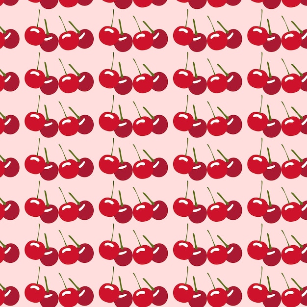 Patrón sin costuras con frutas de cereza roja