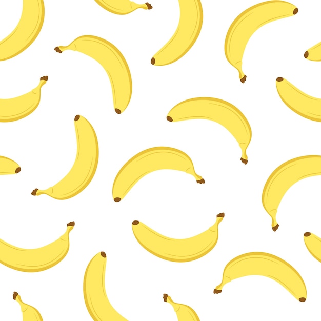 Patrón sin costuras de frutas de plátano Plátanos aislados sobre un fondo blanco Ilustración vectorial