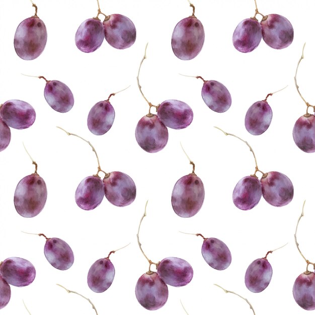 Patrón sin costuras de frutas uva