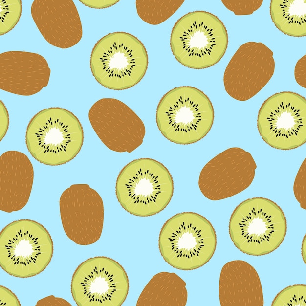 Patrón sin costuras con frutos de kiwi frescos tropicales