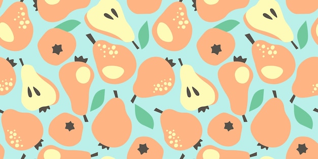 Patrón sin costuras con frutos de pera Verano abstracto naturaleza impresión de alimentos Gráficos vectoriales