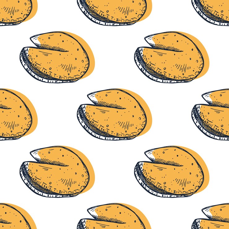 Vector patrón sin costuras con galletas de la fortuna para papel de embalaje de impresión decorativa tarjetas de felicitación papel tapiz y tela