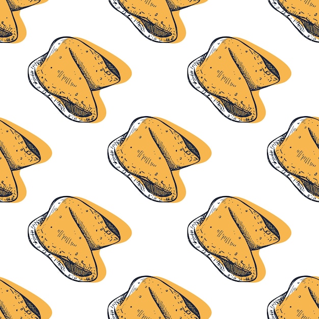 Patrón sin costuras con galletas de la fortuna para papel de embalaje de impresión decorativa tarjetas de felicitación papel tapiz y tela