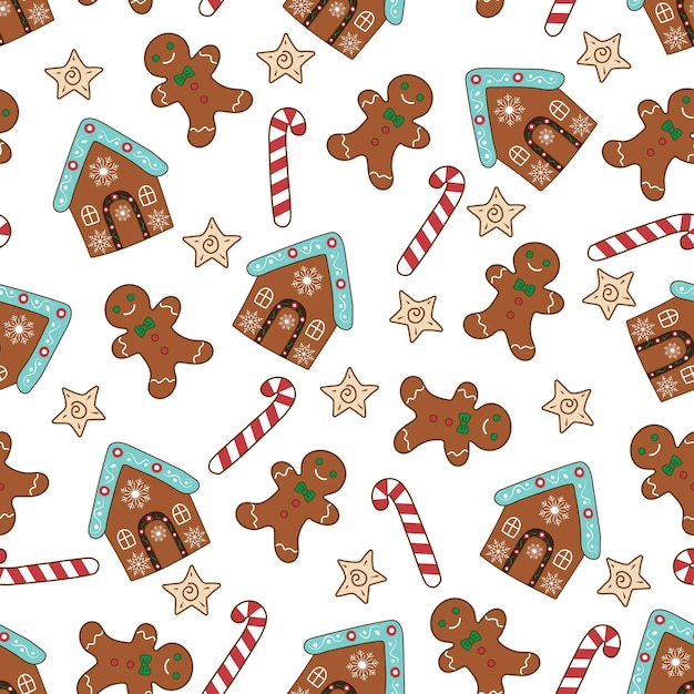 El patrón sin costuras de las galletas de Navidad El fondo festivo