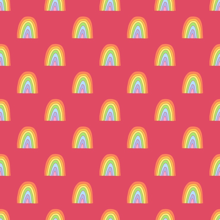 Vector patrón sin costuras con garabate de arco iris para papel de embalaje de impresión decorativa tarjetas de felicitación papel tapiz y tela