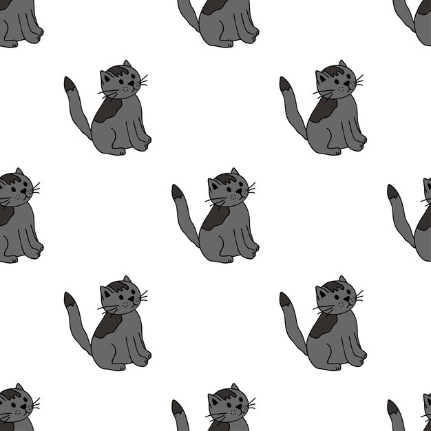 Patrón sin costuras con garabateo de gato para papel de embalaje de impresión decorativa tarjetas de felicitación papel tapiz y tela