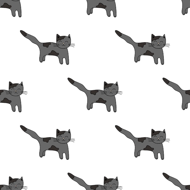 Patrón sin costuras con garabateo de gato para papel de embalaje de impresión decorativa tarjetas de felicitación papel tapiz y tela