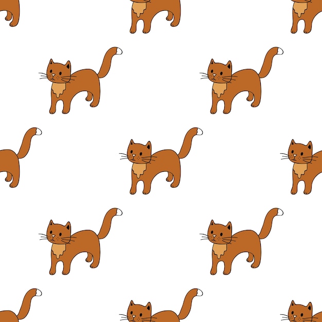 Patrón sin costuras con garabateo de gato para papel de embalaje de impresión decorativa tarjetas de felicitación papel tapiz y tela