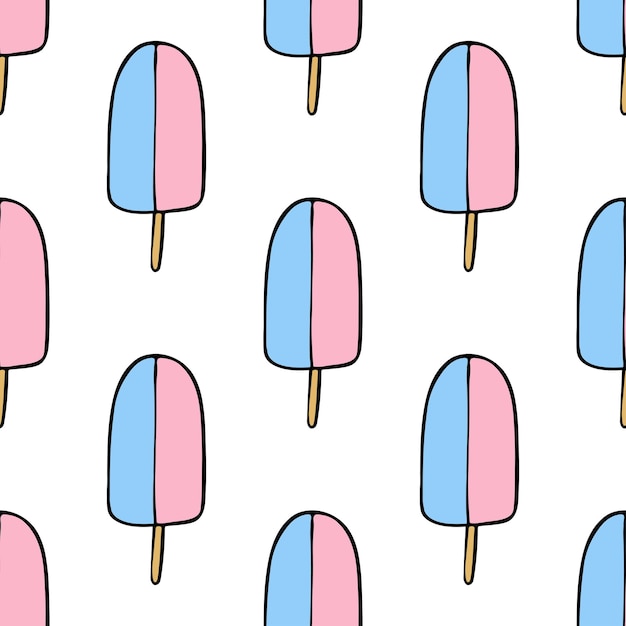 Patrón sin costuras con garabateo de helado para papel de embalaje de impresión decorativa tarjetas de felicitación papel tapiz y tela