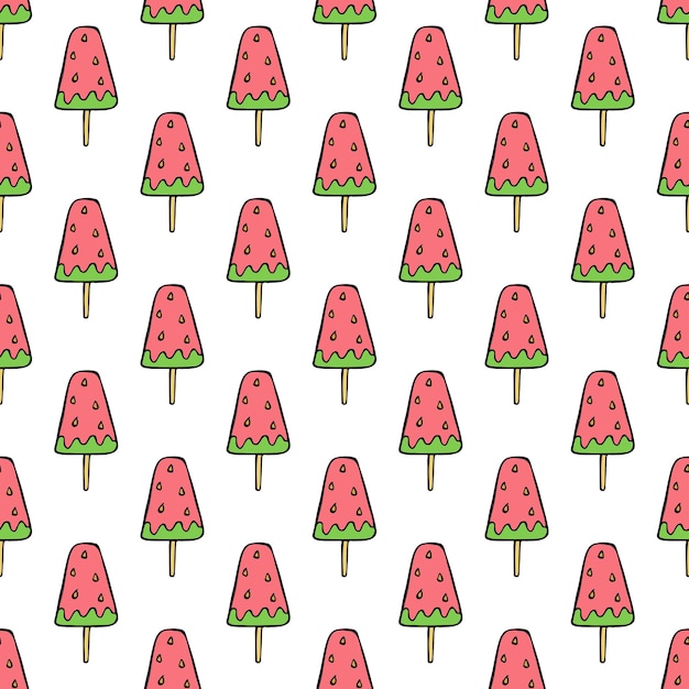 Patrón sin costuras con garabateo de helado para papel de embalaje de impresión decorativa tarjetas de felicitación papel tapiz y tela