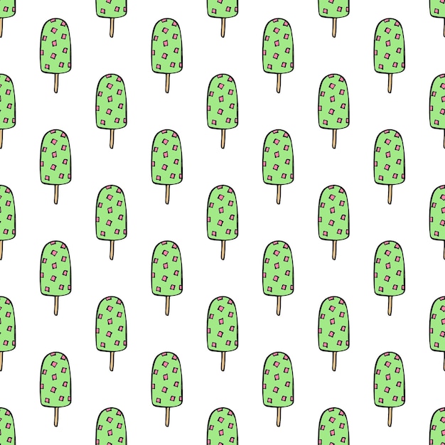 Patrón sin costuras con garabateo de helado para papel de embalaje de impresión decorativa tarjetas de felicitación papel tapiz y tela