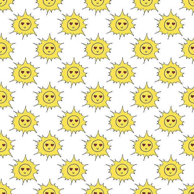 Patrón sin costuras con garabateo solar para papel de embalaje de impresión decorativa tarjetas de felicitación papel tapiz y tela