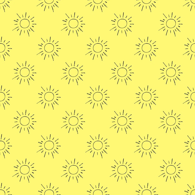 Patrón sin costuras con garabateo solar para papel de embalaje de impresión decorativa tarjetas de felicitación papel tapiz y tela