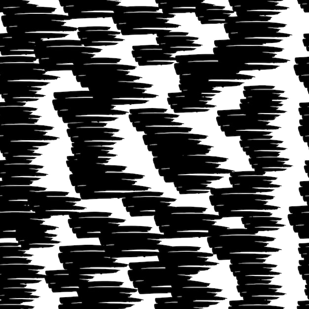 Patrón sin costuras con garabatos de marcador negro sobre fondo blanco Ilustración vectorial