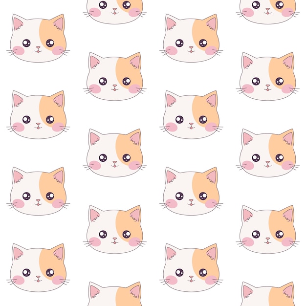 Patrón sin costuras del gato Kawaii Patrón para el día internacional del gato