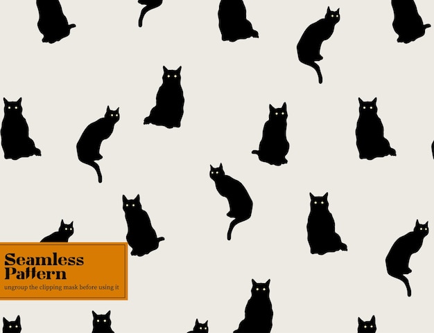 Patrón sin costuras de gato negro. Vibraciones mágicas de Halloween