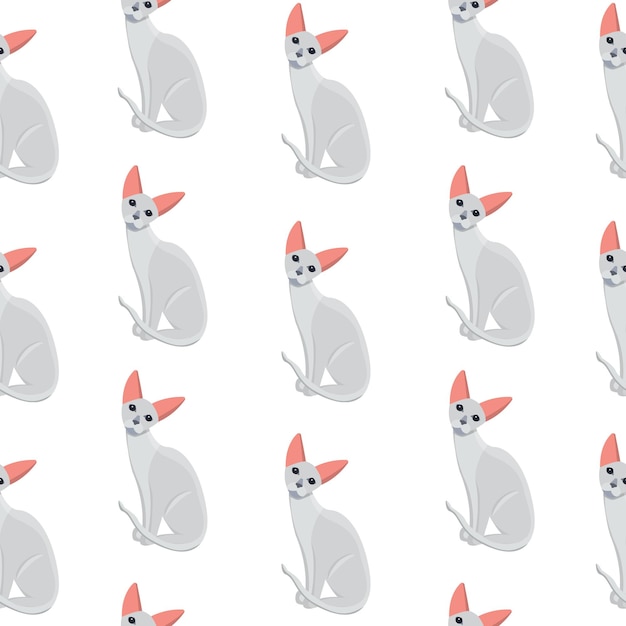 Vector patrón sin costuras de gato vectorial lindo gatito blanco en estilo de dibujos animados