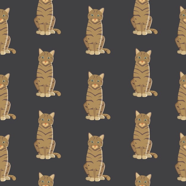 Patrón sin costuras de gato vectorial lindo gatito en estilo de dibujos animados