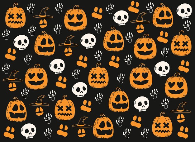 patrón sin costuras con gatos de Halloween negros gráficos vectoriales