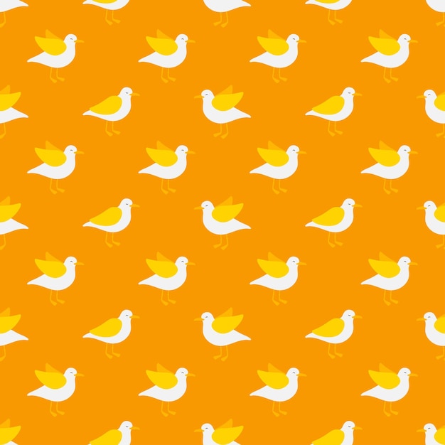 Patrón sin costuras con gaviotas amarillas diseño lindo e infantil para tela textil papel tapiz bedd