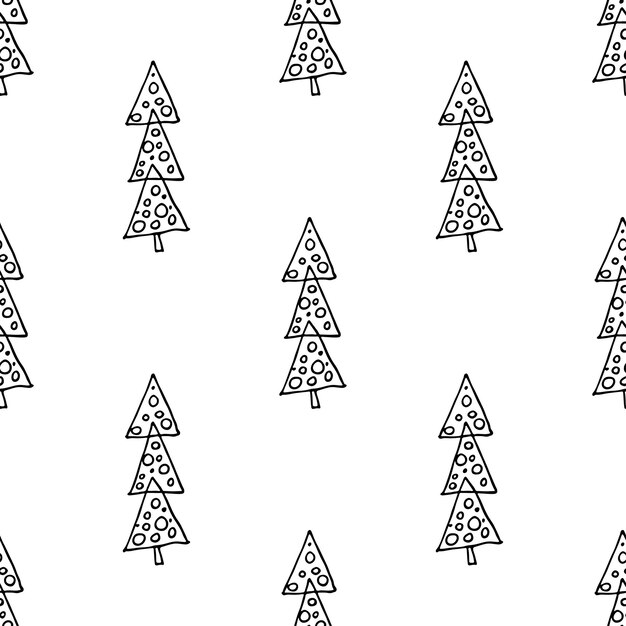 Patrón sin costuras con geometría mínima escandinava árbol de Navidad garabateo para papel de embalaje de impresión decorativa tarjetas de felicitación y tela