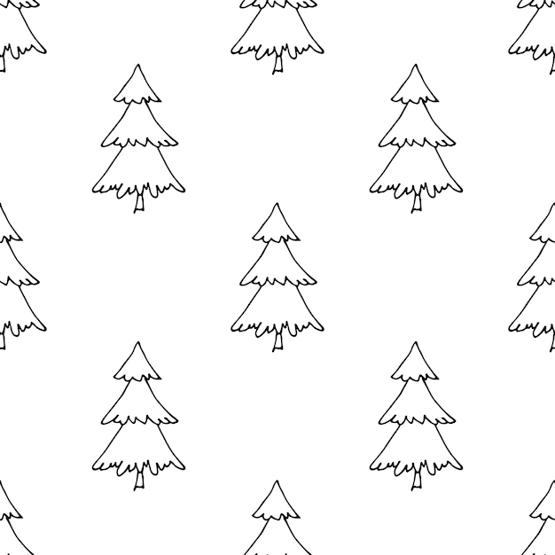 Patrón sin costuras con geometría mínima escandinava árbol de Navidad garabateo para papel de embalaje de impresión decorativa tarjetas de felicitación y tela
