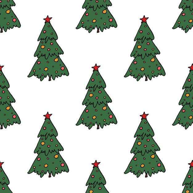 Patrón sin costuras con geometría mínima escandinava árbol de Navidad garabateo para papel de embalaje de impresión decorativa tarjetas de felicitación y tela
