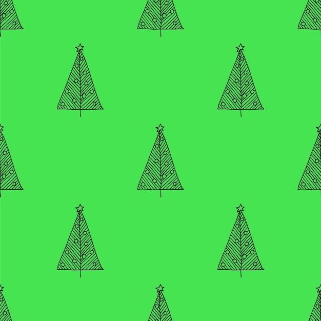 Patrón sin costuras con geometría mínima escandinava árbol de Navidad garabateo para papel de embalaje de impresión decorativa tarjetas de felicitación y tela