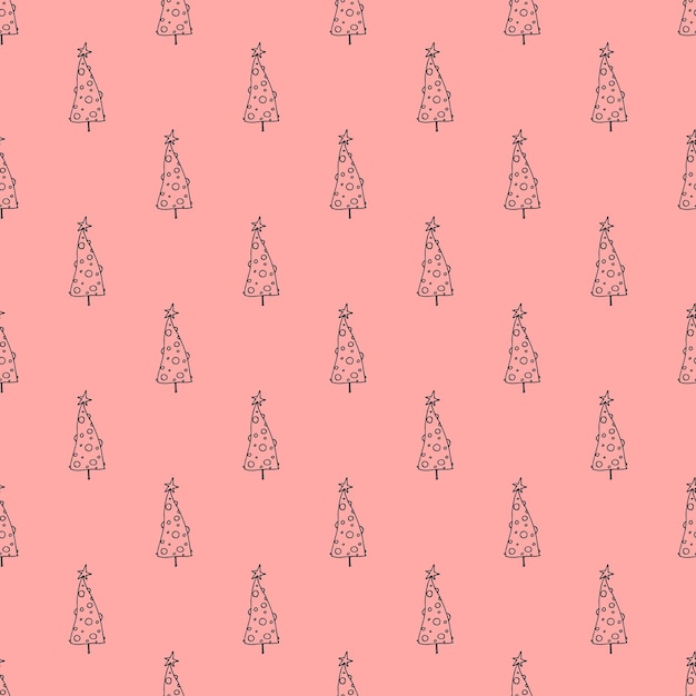 Patrón sin costuras con geometría mínima escandinava árbol de Navidad garabateo para papel de embalaje de impresión decorativa tarjetas de felicitación y tela