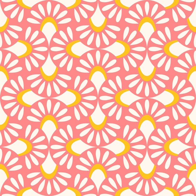 Patrón sin costuras geométrico abstracto Impresión vectorial de papel de pared colorido Ornamento de pescado de estilo asiático de forma simple diseño textil de moda a pequeña escala