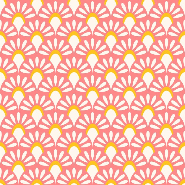 Patrón sin costuras geométrico abstracto Impresión vectorial de papel de pared colorido Ornamento de pescado de estilo asiático de forma simple diseño textil de moda a pequeña escala