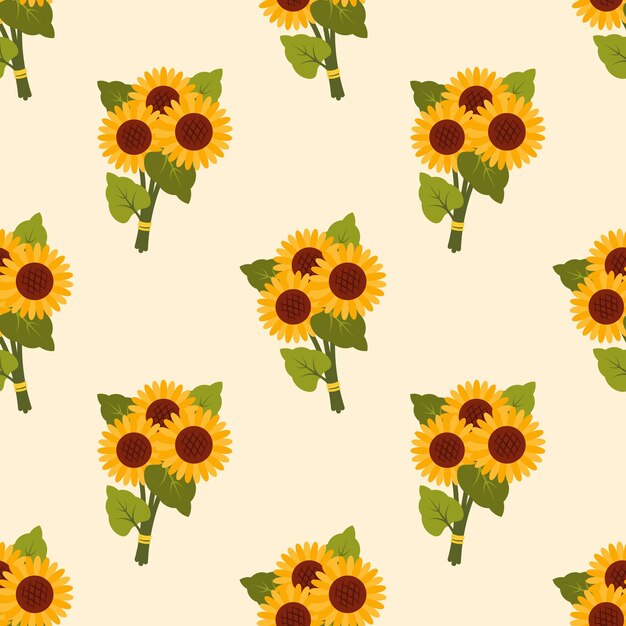Patrón sin costuras con girasoles Fondo botánico Ilustración del núcleo de la cabaña