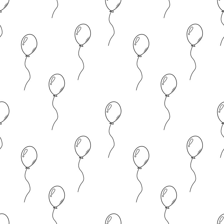 Patrón sin costuras con globos de dibujos animados Ilustración vectorial de fondo de garabateo