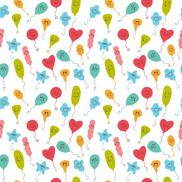 Patrón sin costuras con globos de fiesta felices de diferentes colores Fondo lindo