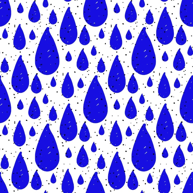Patrón sin costuras de gotas de agua Fondo de lluvia Ilustración vectorial en trazos de color Marcador