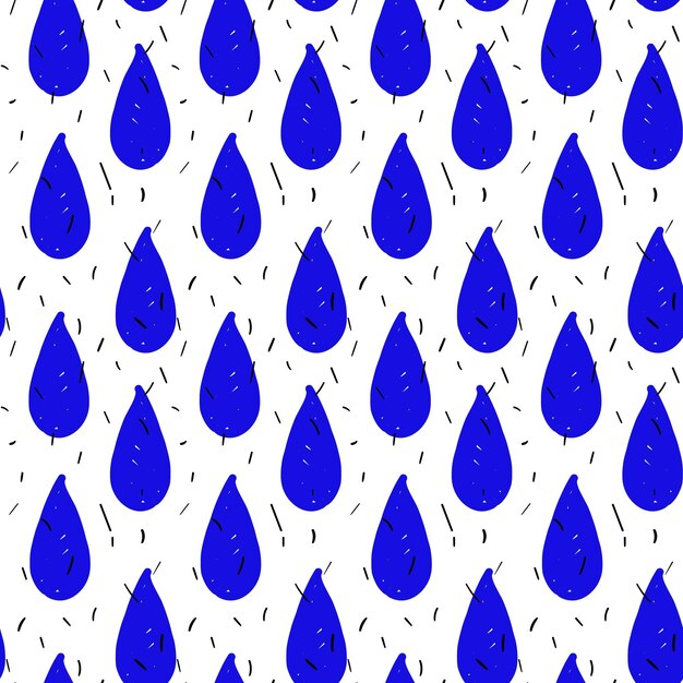 Patrón sin costuras de gotas de agua Fondo de lluvia Ilustración vectorial en trazos de color Marcador